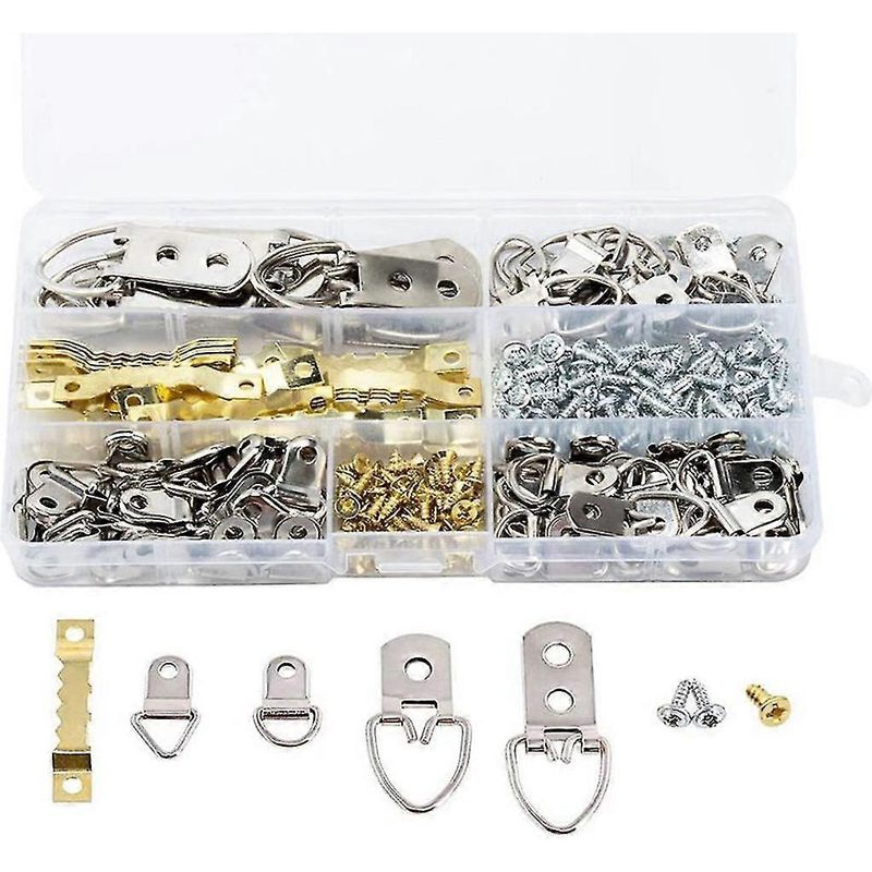 Set Mit 270 Robusten D-haken Inklusive Schrauben Und Sägezahnringen Zum Aufhängen Von Bildern Und Kunstwerken. Für Die Inneneinrichtung.