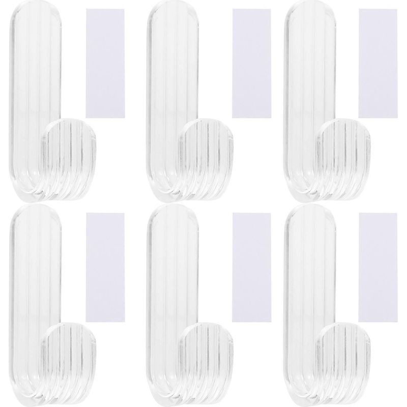 Set Mit 6 Selbstklebenden Wandhaken Aus Acryl Zur Befestigung An Einer Tür – Kein Bohren Erforderlich.