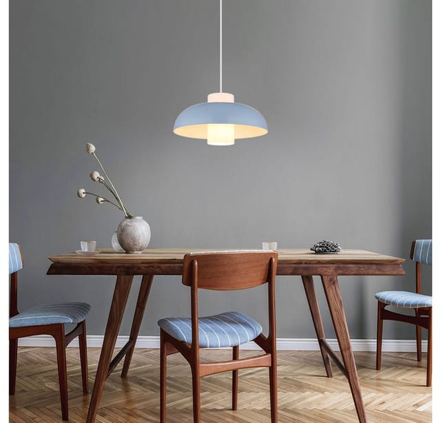 Hängeleuchte Glas Pendelleuchte blau Esszimmerlampe hängend, Metall opal,1x E27 Fassung, DxH 38x120 cm