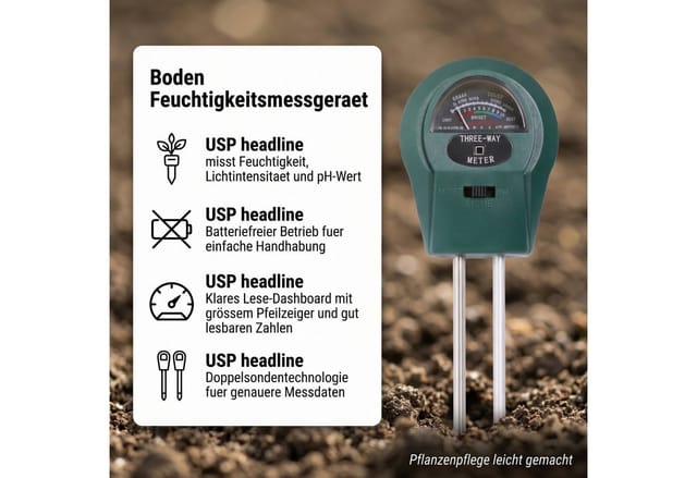 Mucola - 3 in 1 Feuchtigkeitsmessgerät für Pflanzen ph Wert Bodentesteer Licht Messgerät