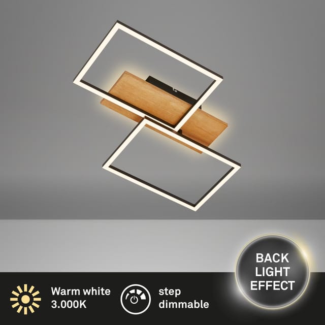 Briloner - led Deckenlampe Holz Deckenleuchte Wohnzimmer Dimmbar Schlafzimmer Backlight