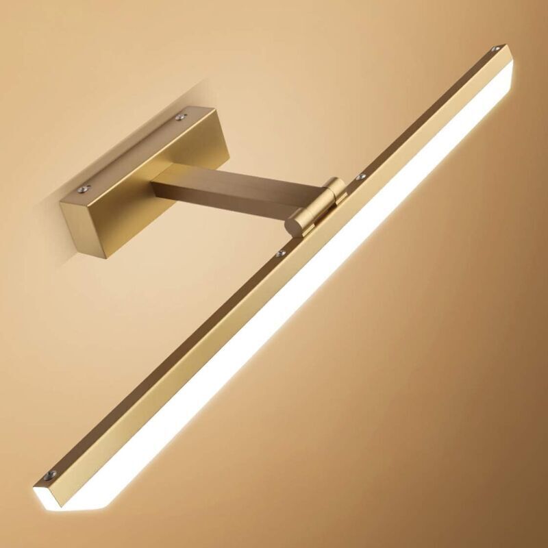 Applique Led Salle De Bain 9w 40cm – Blanc Chaud 3000k – Protection Ip44 – Éclairage Rotatif Sans Éblouissement – Métal Et Acrylique