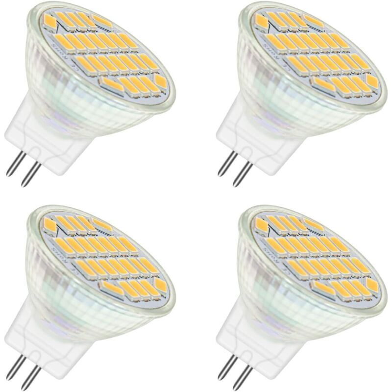 Mr11 Gu4 12v Led 4w Blanc Chaud 3000k, 350lm, 120° 35mm Mr11 35w Halogène Équivalent, Ac Dc 24v 12v Spot Led Encastrable Gu4 Pour Meuble Cuisine Camper, Non-dimmable, Lot De 4 [classe Énergéti