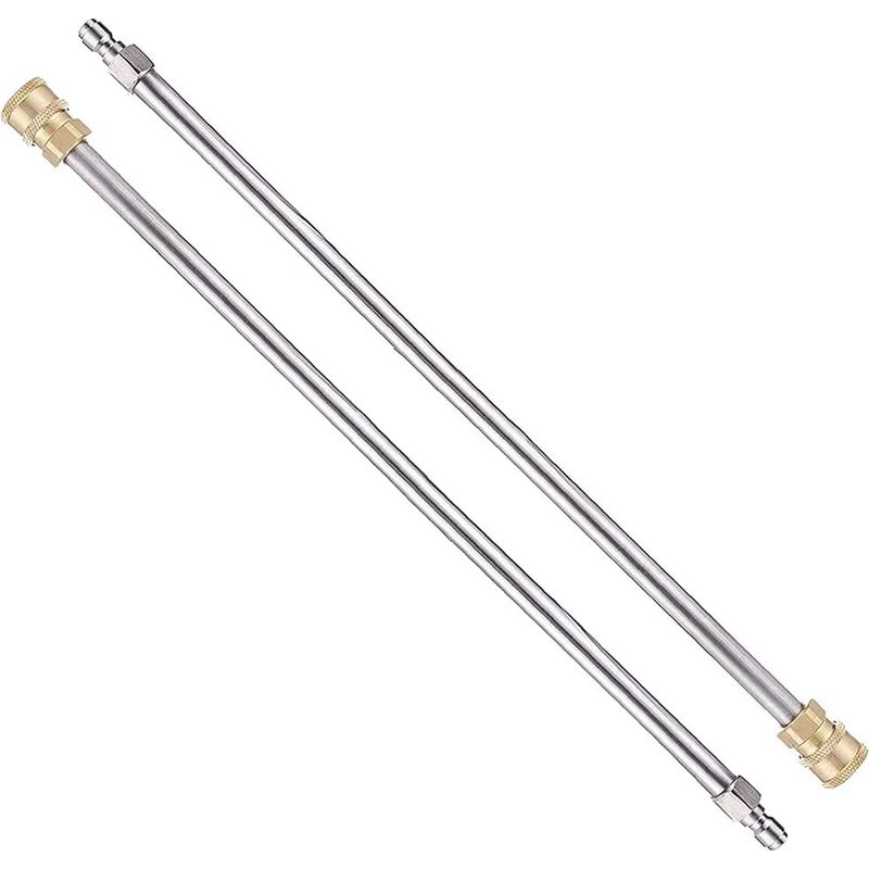 Lot De 2 Rallonges Nettoyeur Haute Pression 17″ – Acier Inoxydable – Pression Max 5000 Psi – Raccord Rapide 1/4 Pour Pistolet