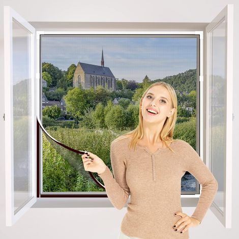 Diy Moustiquaire Magnétique Aimantée Réglable Pour Fenêtre - Max 120 X 180 Cm - Sans Perçage, Peut Être Coupé - Facile À Installer（cadre Blanc,toile Noire）