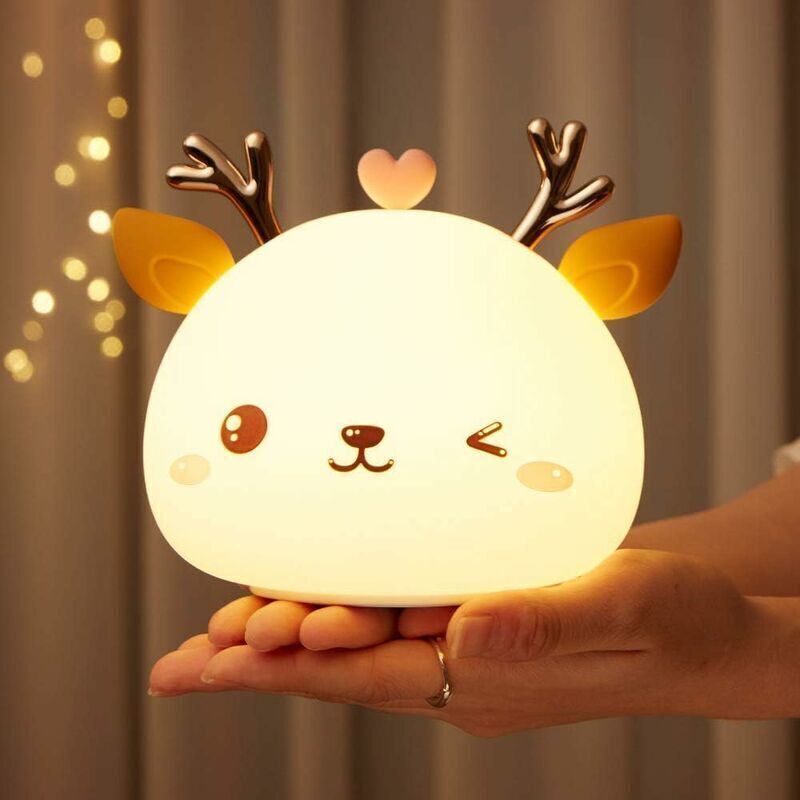 Veilleuse Bebe,veilleuse Enfant Rechargeable Led,lampe De Chevet,veilleuse Adulte Fille Garcon 7 Couleurs Portable En Silicone,lampe Cerf Multicolore Avec Contrôle Tactile,cadeau Anniversaire Femme