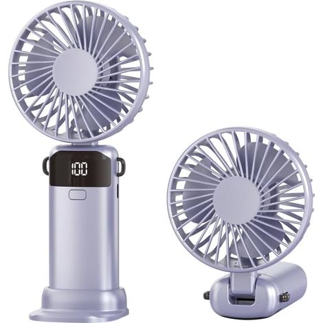 Mini Ventilateur Portable 3 En 1 Pour Le Cou, Le Bureau, La Main, Rechargeable Par Usb-c Avec 5 Vitesses Jusqu'à 10 H, Écran Led, Ventilateur De Bureau Pliable Pour Voyage, Déplacement, Bureau