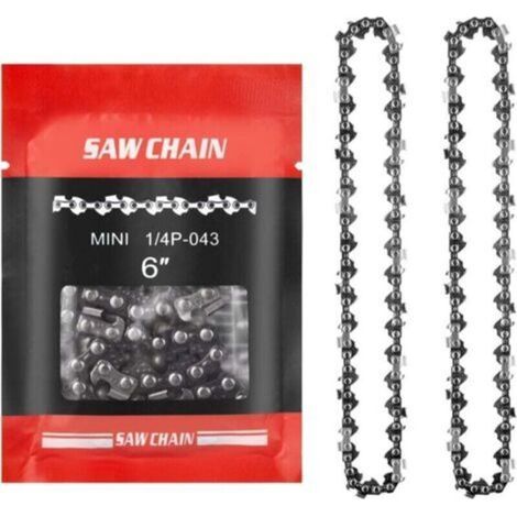 Chaînes De Rechange Pour Mini-tronçonneuses Électriques De 15 Cm (6 Pouces), Chaîne De Tronçonneuse À 37 Maillons D'Entraînement, Pas De 6,35 Mm (1/4 Pouce), Longueur De Coupe Utile De 15 Cm.