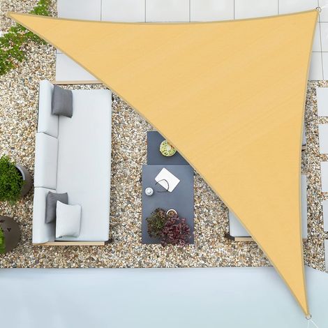 Voile D'Ombrage Triangulaire Pour Patio 5x5x5m, 95% Une Protection Des Rayons Uv, Para Jardin Patio, Balcon, Terrasse, Extérieures Activités -couleur Sable