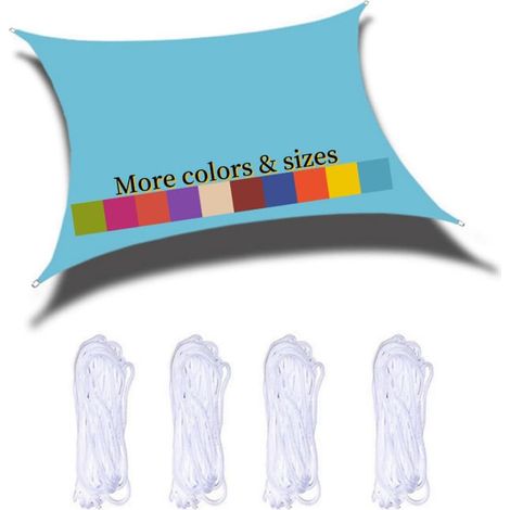 Voile D'Ombrage Rectangulaire 2x3m Imperméable Pes Toile Ombrage 98％ Uv Protection Pour Jardin Terrasse Balcon Piscine Fête Extérieur, Lac Bleu