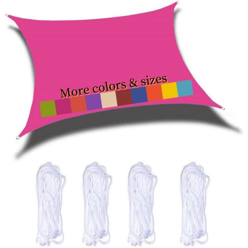 Voile D'Ombrage Rectangulaire 2.5x2.5m Imperméable Pes Toile Ombrage 98％ Uv Protection Pour Jardin Terrasse Balcon Piscine Fête Extérieur, Rose Rouge