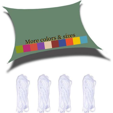 Voile D'Ombrage Rectangulaire 3.6x3.6m Imperméable Pes Toile Ombrage 98％ Uv Protection Pour Jardin Terrasse Balcon Piscine Fête Extérieur, Vert Foncé