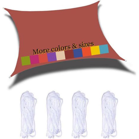 Voile D'Ombrage Rectangulaire 4x5m Imperméable Pes Toile Ombrage 98％ Uv Protection Pour Jardin Terrasse Balcon Piscine Fête Extérieur, Rouge Rouille