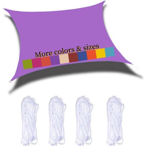 Voile D'Ombrage Rectangulaire 4x6m Imperméable Pes Toile Ombrage 98％ Uv Protection Pour Jardin Terrasse Balcon Piscine Fête Extérieur, Violet