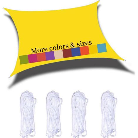 Voile D'Ombrage Rectangulaire 5x6m Imperméable Pes Toile Ombrage 98％ Uv Protection Pour Jardin Terrasse Balcon Piscine Fête Extérieur, Jaune Fluorescent