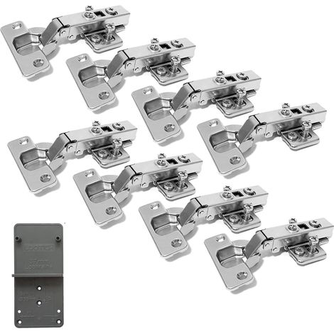 110 Degré Plein Recouvrante 35mm Soft Close Charnieres Avec Amortisseur Hydraulique Fermeture Automatique Charnière Pour Armoires De Porte Cuisine 8 Pcs