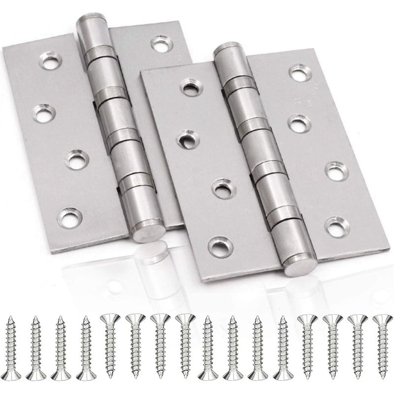 Charnière De Porte En Inox 3mm – Lot De 2 Charnières Pliables 100x75mm – Résistante À La Corrosion – Pour Portes Intérieures Massives