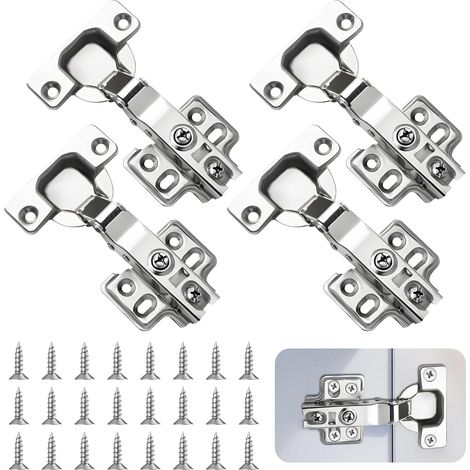 4 Charnières Porte Placard Avec Amortisseur 35mm - Silencieuses Pour Cuisine Armoires Dressing