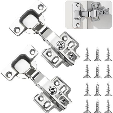 2 Charnières Porte Placard Avec Amortisseur 35mm - Silencieuses Pour Cuisine Armoires Dressing