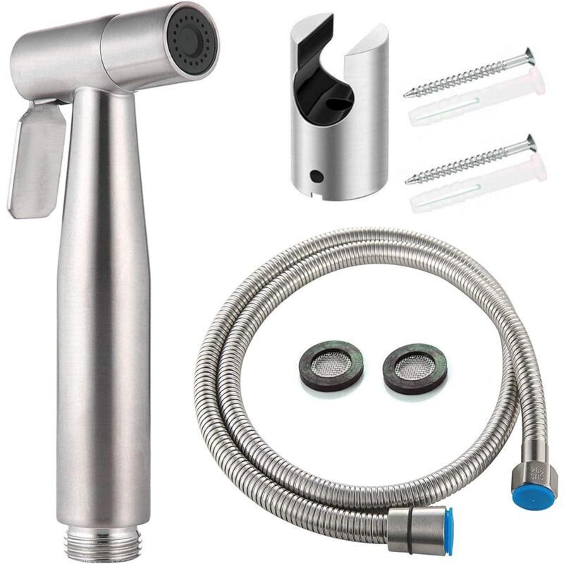 Douchette Wc En Acier Inoxydable 304 – Tuyau Flexible 150 Cm – Support Mural Inclus – Hygiène Intime Pour Adultes Et Enfants