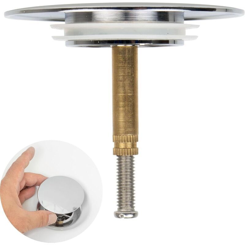 Bouchon De Baignoire 72 Mm – Laiton Chromé Avec Joint Silicone – Hauteur Réglable 32-52 Mm – Facile À Installer Et À Nettoyer