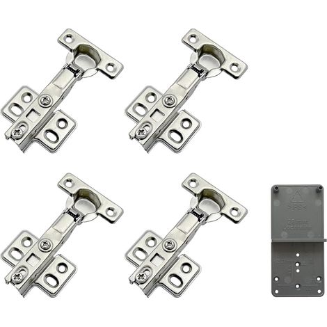 90 Degré Semi Recouvrante 26 Mm Soft Close Charnieres Avec Amortisseur Hydraulique Fermeture Automatique Charnière À Amorti Pour Armoires De Porte Lot De 4