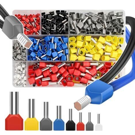 Lot De 750 Embouts Doubles De 0,5 À 10 Mm², Embouts De Câble À Double Extrémité (0,5 À 10 Mm²), Avec Boîte À Cosses Isolantes, Ensemble De Cosses De Câble Pour Connecter Les Câbles.
