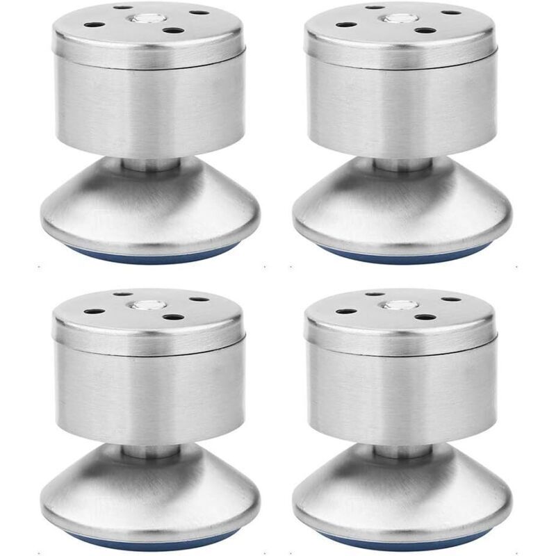 Pieds Nivellement Réglables Acier Inoxydable Pieds Canapé Réglables Multifonction Métal Tapis En Caoutchouc, Facile À Installer, Convient Tables, Armoires, Canapés, Lits Etc—4 Pièces (argent)