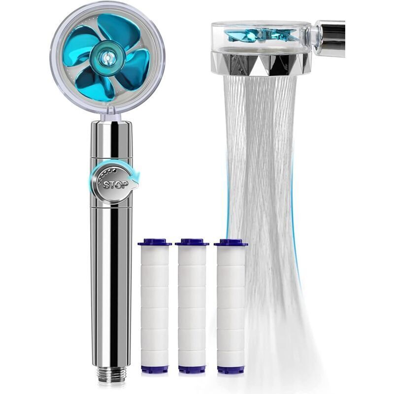 Douchette, Pommeau De Douche Anti Calcaire Economie Deau, Pommeau De Douche Helice Haute Pression Filtre À Trois Niveaux Système De Filtrage Avec Filtre 3 Coton Pp Remplaçable