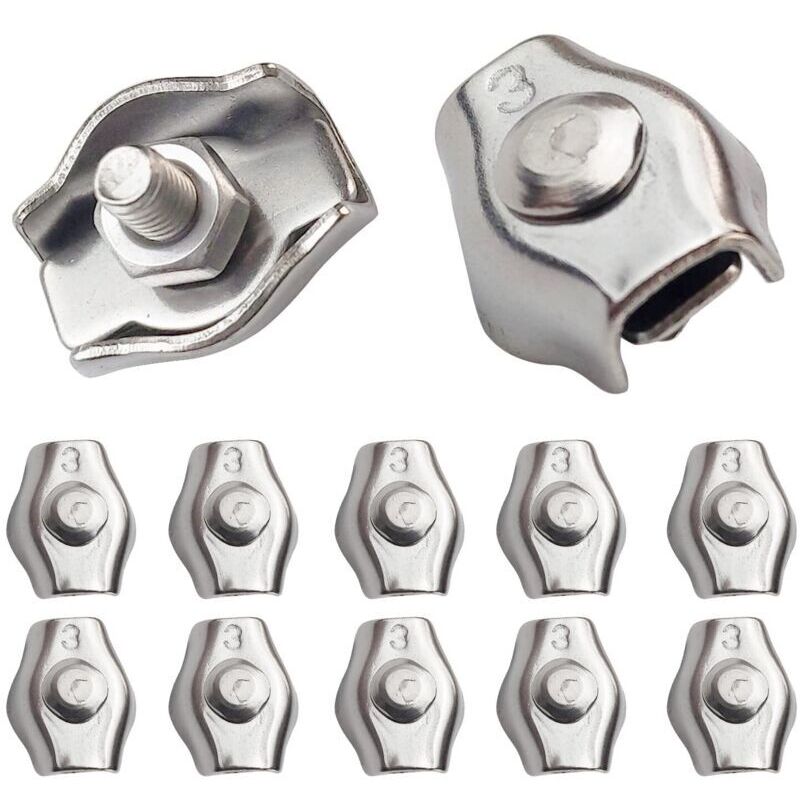 20 Pièces Pince Câble Métallique Serre-câble Acier M3 Wire Rope Clips Pour Câble D’acier 1,5mm-3 Mm Serre Cable En Acier Inoxydable Pour Les Chantiers De Construction Et Les Navires