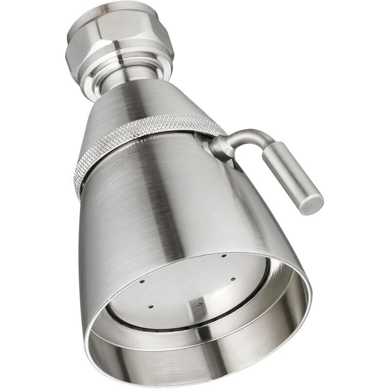Pommeau De Douche Haut Débit En Laiton Massif – Finition Nickel Brossé – Débit Réglable – Angle De Rotation 360° – Installation Rapide