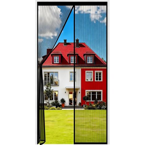 Moustiquaire Porte Fênetre Magnétique 90x210cm, Rideau Anti Mouches Aimantée Maille Ultra Fine, Moustiquaire Baie Vitree Coulissante Sans Perçage Avec Ruban Adhésif, Fermeture Automatique