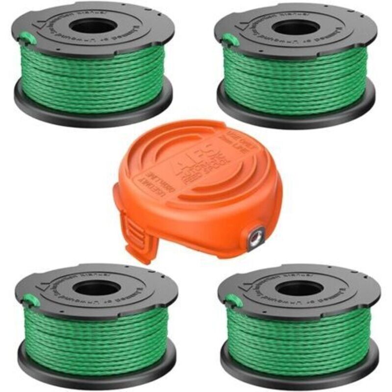 A6486 Bobines De Fil De Rechange Pour Black And Decker Débroussailleuse Compatible Avec 90583594,4 Bobines De Rechange De Coupe Fil+1 Capuchon De Coupe