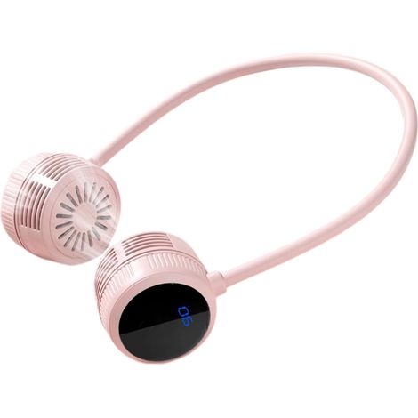 Ventilateur De Nuque Avec Écran Lcd, Tuyau Flexible Réglable Et Rotation À 360 °, Charge Rapide, 6 Modes De Vent, Portable, Pour Étude, Fitness Et Divertissement, Blanc