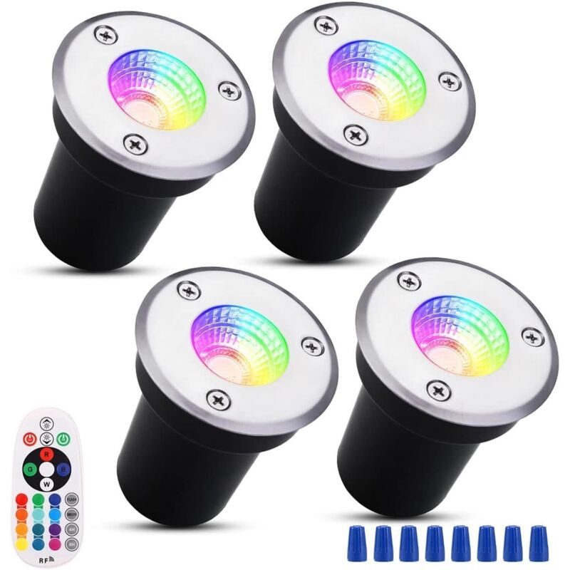 4pcs Lumière Jardin Enterré - Spot Encastrable Led Exterieur, 3w Spot Encastrable Au Sol Led Rgb Extérieur, 12v-24v Au Sol Spots, Ip67 Lampadaire Pour Encastrable De Jardin ( Color : Rgb , Size : 3w(2