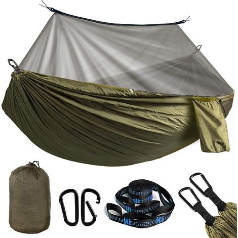 Hamac Moustiquaire, Hamacs Suspendus 300kg Capacité Charge, Hamac Exterieur Suspendu, Bivouac Tente Pliable Balancelles Accessoires Avec Respirant Léger Pour Camping Voyage Randonnée Jardin 275×140cm