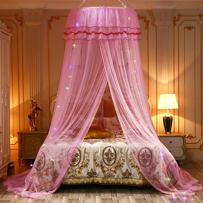 Moustiquaire, Moustiquaire Princesse En Dentelle À Double Lits À Dôme Rond, Moustiquaire Pour Grand Lit Double Sans Perçage, Tente Princesse Pour Bébé, Fille Ou Enfant, Pour Lit Simple À Très Grand Li