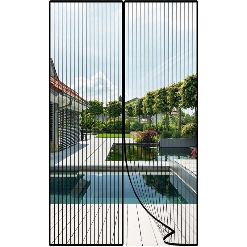 Moustiquaire Porte Magnétique, 120x220cm Moustiquaire Pour Porte, Rideau De Porte Moustiquaire Magnétique, Rideaux Anti Mouche Avec Bandes Magnétiques Fermeture Automatique Pour Porte, Noir