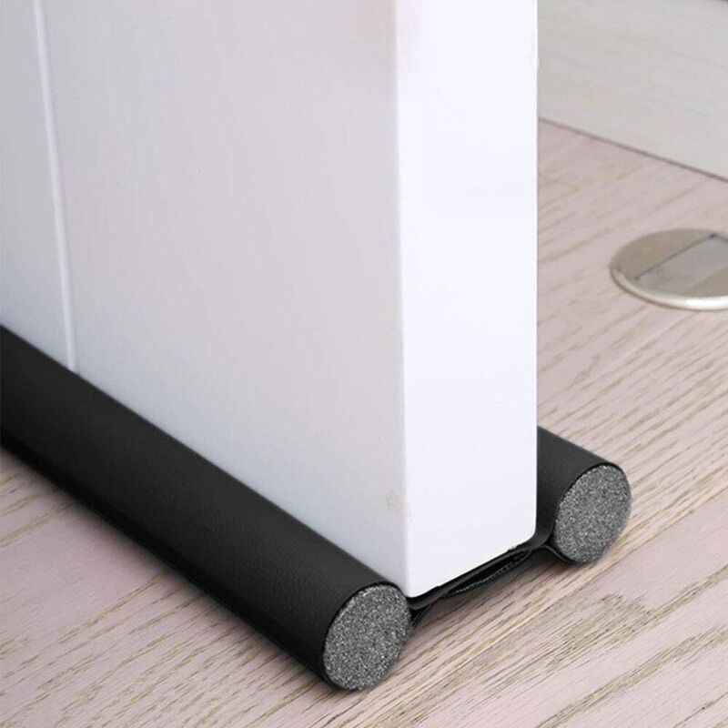 2 Pcs Bas De Porte Double Isolant,boudin De Porte Stop Froid,bas De Porte Isolant Double Protection Contre Courants D'Air Anti Bruit (2 Pcs, Noir)