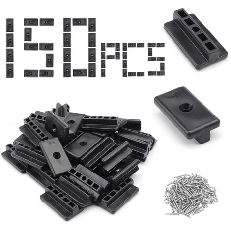 150 Pièces Fixation Lame De Terrasse Composite, 6 Mm Type T Attaches Cachées Pour Terrasse, Noir Clips De Fixation En T Pour Terrasse, Avec 150 Vis M4 Pour Revêtement Sol Stratifié-wpc/bpc