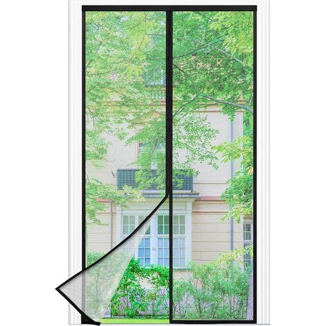 Moustiquaire Porte Fenêtre, 110 X 230 Cm - Maillage Fine Noire Magnétique Rideau Anti Mouche, Se Ferme Tout Seul, La Bande Ve1cro Au Sommet Du Volet Rideau Anti Mouche A Été Élargie À 3.8 Cm
