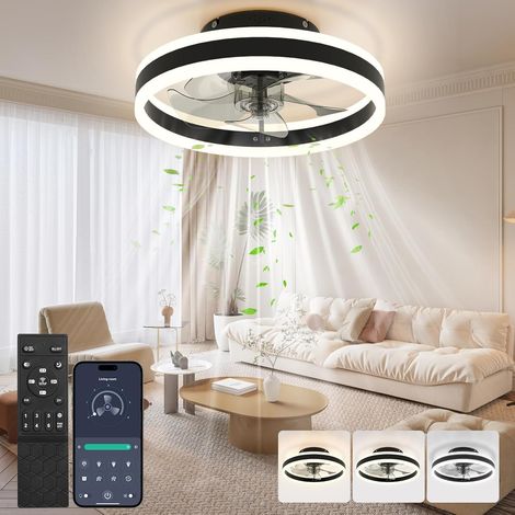 Ventilateur De Plafond, Ventilateur Plafond Avec Lumiere Silencieux, Silencieux Ventilateur 6 Vitesses De Ventilateur, Intensité Variable, 3 Couleurs Pour Toutes Les Saisons
