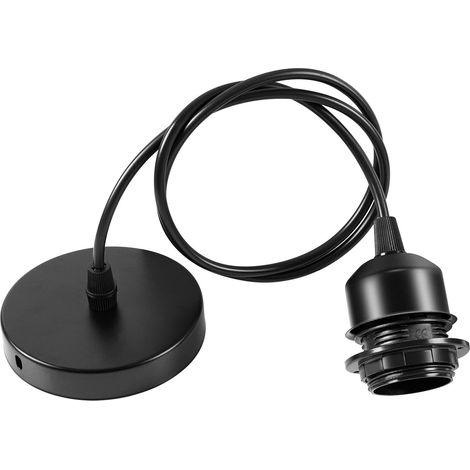 Suspension Luminaire E27 Douille Ampoule Avec Cable De 100 Cm E27 Porte Lampe Suspension Douille E27 Avec Fixation Plafonnier Accessoire Suspension Noir Pour Cuisine Bar Café 1pcs