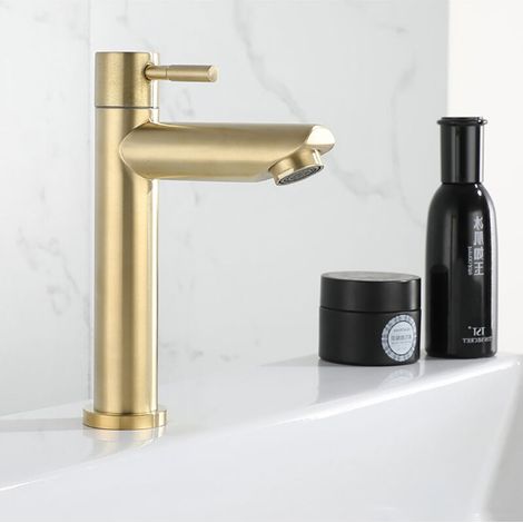 Sjqka – Robinet De Lavabo Doré En Acier Inoxydable – Finition Anti-éclaboussures – Installation Rapide – Design Moderne Pour Salle De Bain