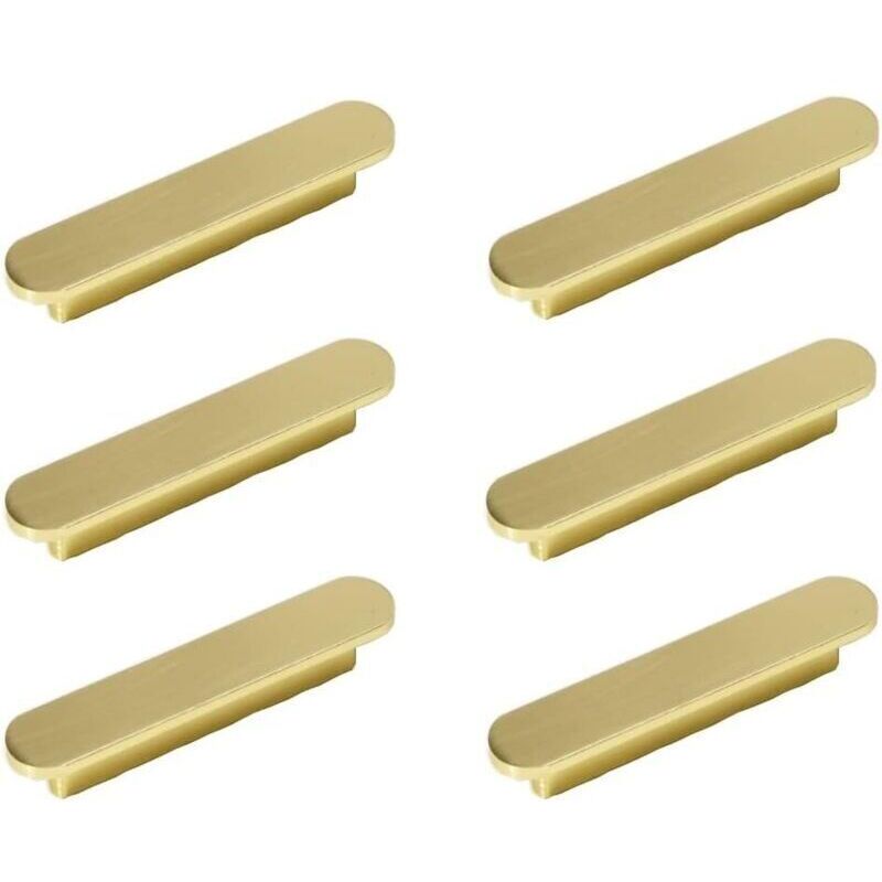 Lot De 6 Poignées De Meuble Laiton Brossé – Entraxe 96mm – Design Moderne Pour Placards Et Tiroirs – 126x18x16mm - 96mm-poign