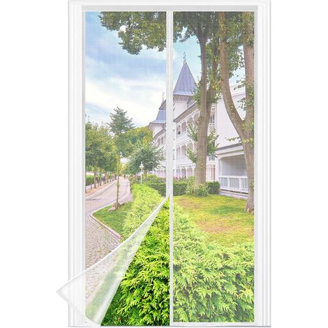 Moustiquaire Porte Fenêtre, 80 X 190 Cm - Maillage Fine Blanc Magnétique Rideau Anti Mouche, Se Ferme Tout Seul, La Bande Ve1cro Au Sommet Du Volet Rideau Anti Mouche A Été Élargie À 3.8 Cm