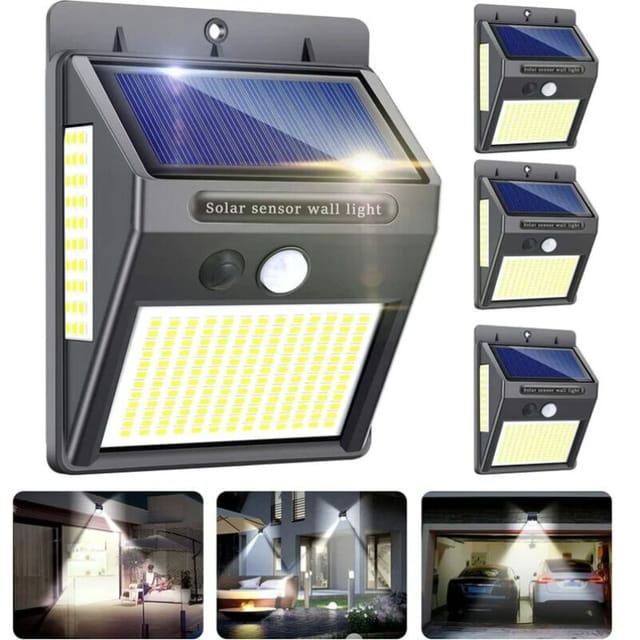 Innosinpo Solarleuchten für den Außenbereich, 4 Stück, 216 LEDs, 1000 Lumen, Solar-Bewegungsmelder-Leuchten für den Außenbereich, 300º Weitwinkel,