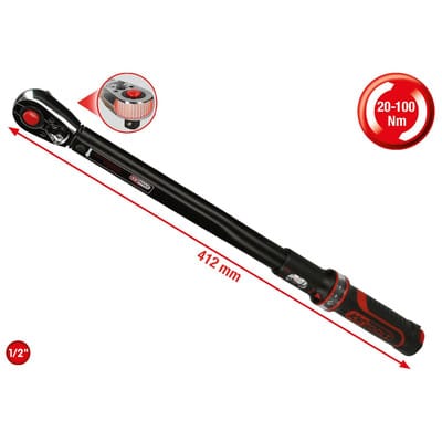 Ks Tools 1/2 ERGOTORQUEprecision Ratschen-Drehmomentschlüssel, 20-100 Nm