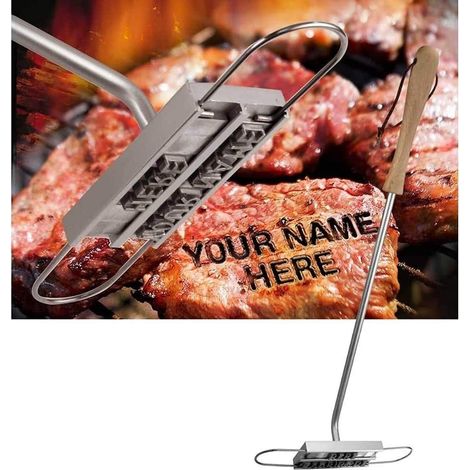 1 Grillbrandstempel, 55 Abnehmbare Buchstaben, Gusseisen Mit Holzgriff, Werkzeug Zur Fleischverzierung Für Burger Und Partys
