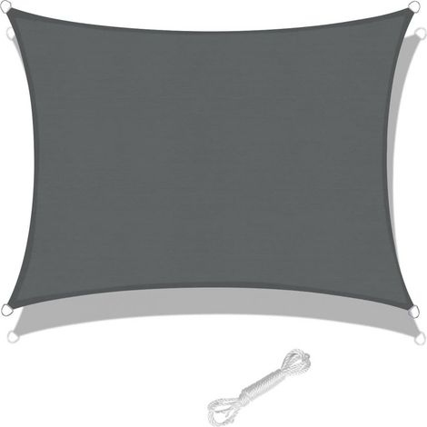 1 Sonnensegel, Rechteckig, 3 X 2,5 M, Hdpe 185 G/m², D-ringe, Garten/pool
